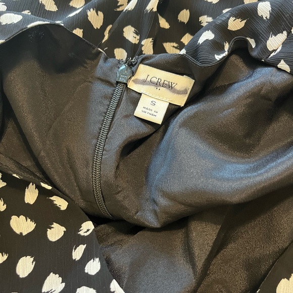 J. Crew Factory Crinkle V neck midi dress BA826 Black and White S - Picture 2 of 6